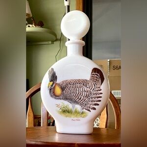 *VINTAGE* Field Birds- #3 Prairie Chicken Whiskey Decanter-J. W. Dant-Milk Glass